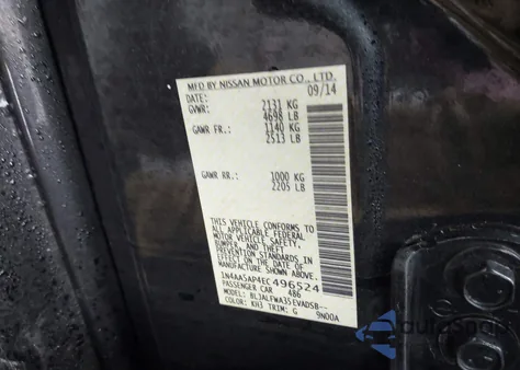 2014 Nissan Maxima 3.5 Sv z USA, uszkodzony, nr VIN 1N4AA5AP4EC496524